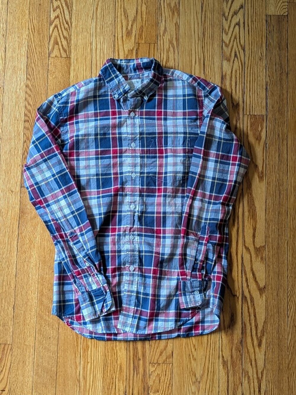 J Crew button down madras shirt SMALL